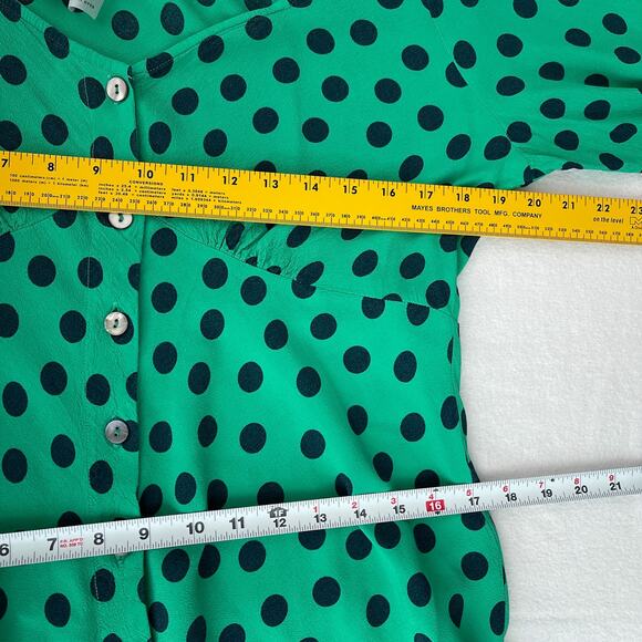 NWT Ghost London Jamie Long Sleeve Midi Dress Green Spot Print Women's Size XL - Picture 8 of 11